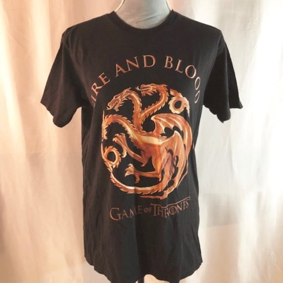 Fire and Blood Game of Thrones Big Logo T-shirt - Picture 1 of 5